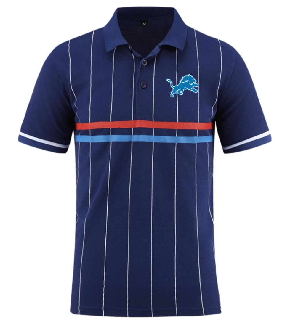 Detroit Lions blue Men 2025 NFL polo T shirt